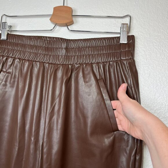 DKNY Jeans Brown Faux Leather Elastic Waist Pull On Pants Size M - Picture 5 of 12